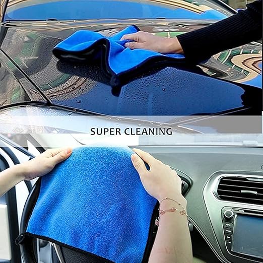 Multipurpose Microfiber 800 GSM Pack of 2-40cm x 40cm Cleaning Towel Microfibre Cloth Highly Absorbent Dust Towels for All Vehicles Bikes Cars Glass (Pack of 2) - zeetas