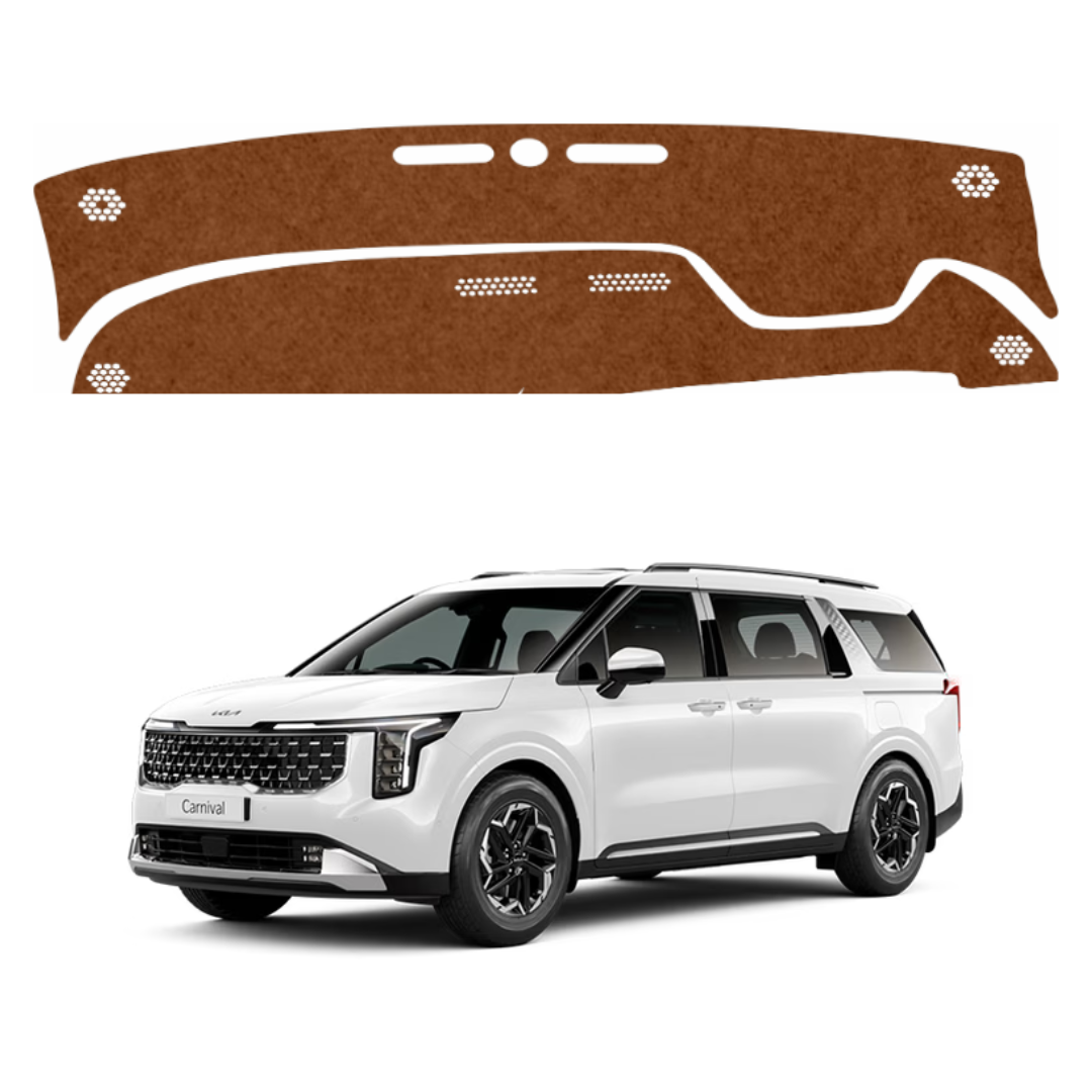 ZEETAS Kia Carnival 2024 To 2026 Car Dashboard Cover Brown Color Custom Fit Anti-Slip UV Protection Dashboard Mat