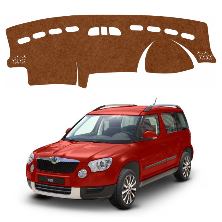 ZEETAS Skoda Yeti 2010-2014 Car Dashboard Cover Brown Color Custom Fit Anti-Slip UV Protection Dashboard Mat