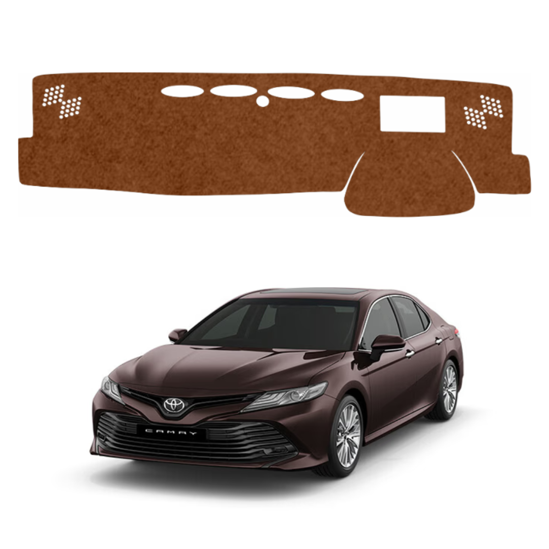 ZEETAS Toyota Camry 2019 To 2024 Car Dashboard Cover Brown Color Custom Fit Anti-Slip UV Protection Dashboard Mat