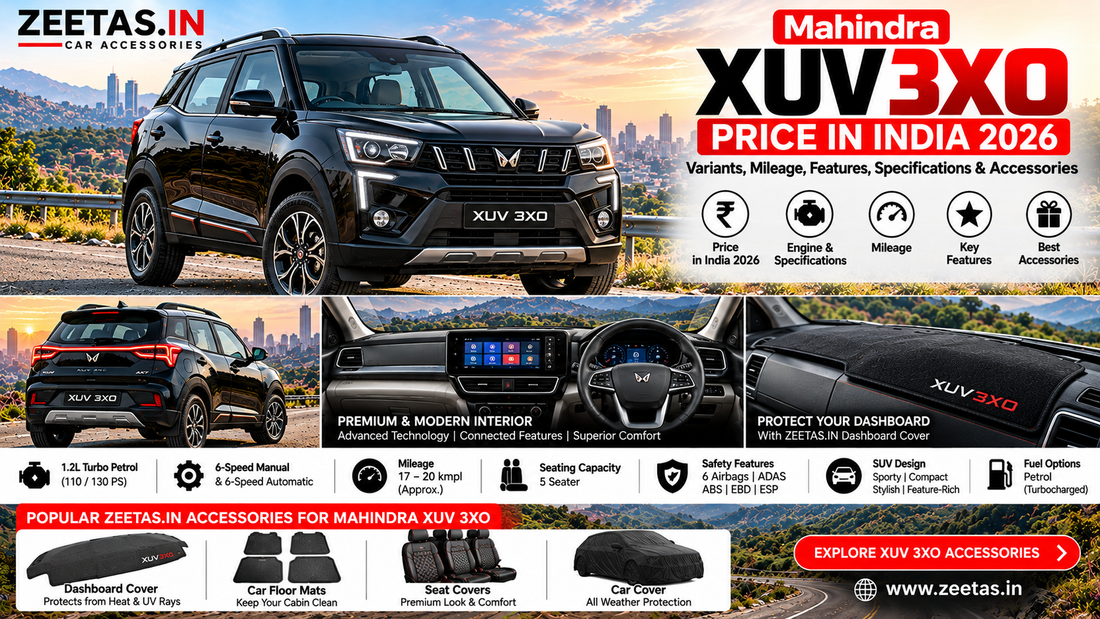 Mahindra XUV 3XO Price in India 2026 – Variants, Mileage, Features, Specifications &amp; Accessories