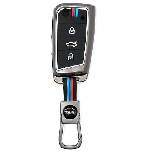 Premium Metal Key Cover Compatible with T-ROC, Tiguan, New Jetta Taigun Flip Key