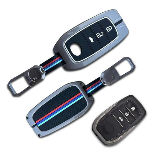 Premium Metal Alloy Car Key Cover | Compatible with Toyota Fortuner | Fortuner Legender | Innova Hycross | Invicto 3 Button Smart Key