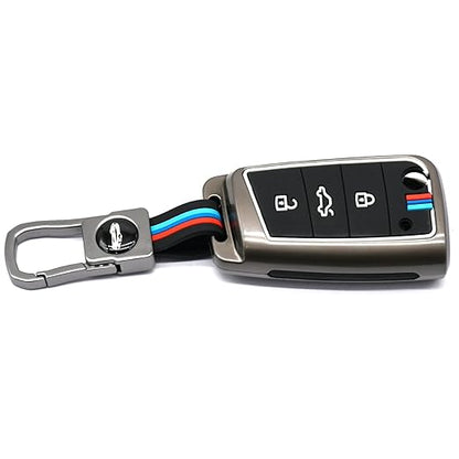 Premium Metal Key Cover Compatible with T-ROC, Tiguan, New Jetta Taigun Flip Key
