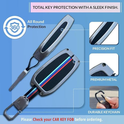 Premium Metal Alloy Car Key Cover | Compatible with Toyota Fortuner | Fortuner Legender | Innova Hycross | Invicto 3 Button Smart Key