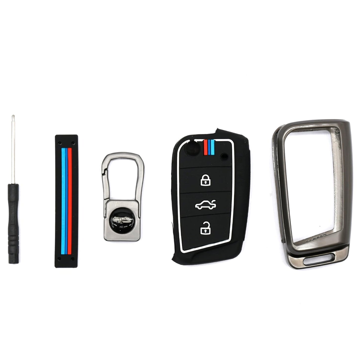 Premium Metal Key Cover Compatible with T-ROC, Tiguan, New Jetta Taigun Flip Key