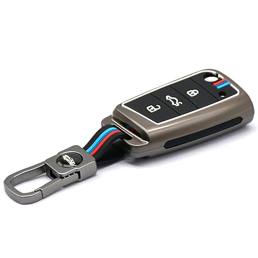 Premium Metal Key Cover Compatible with T-ROC, Tiguan, New Jetta Taigun Flip Key