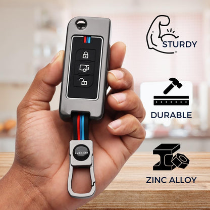 Premium Metal Alloy Car Key Cover | Compatible with Maruti Suzuki Mahindra 3 Button