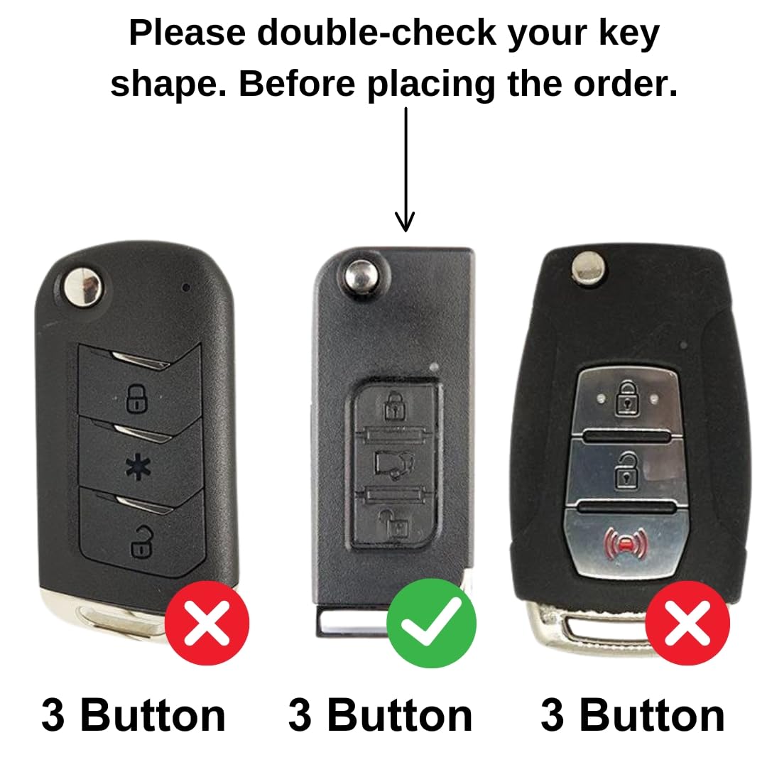 Premium Metal Alloy Car Key Cover | Compatible with Maruti Suzuki Mahindra 3 Button