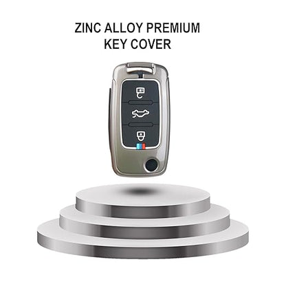 Premium Metal Alloy Key Cover for Skoda and Volkswagen - Polo Vento Jetta Ameo Passat and Skoda Rapid Laura Superb Octavia Fabia Yeti 3 Button Flip Key