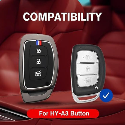 Premium Metal Alloy Car Key Cover | Compatible with Hyundai i20, Creta, Venue, Tucson, Alcazar, Verna, Xcent, Aura, Elantra