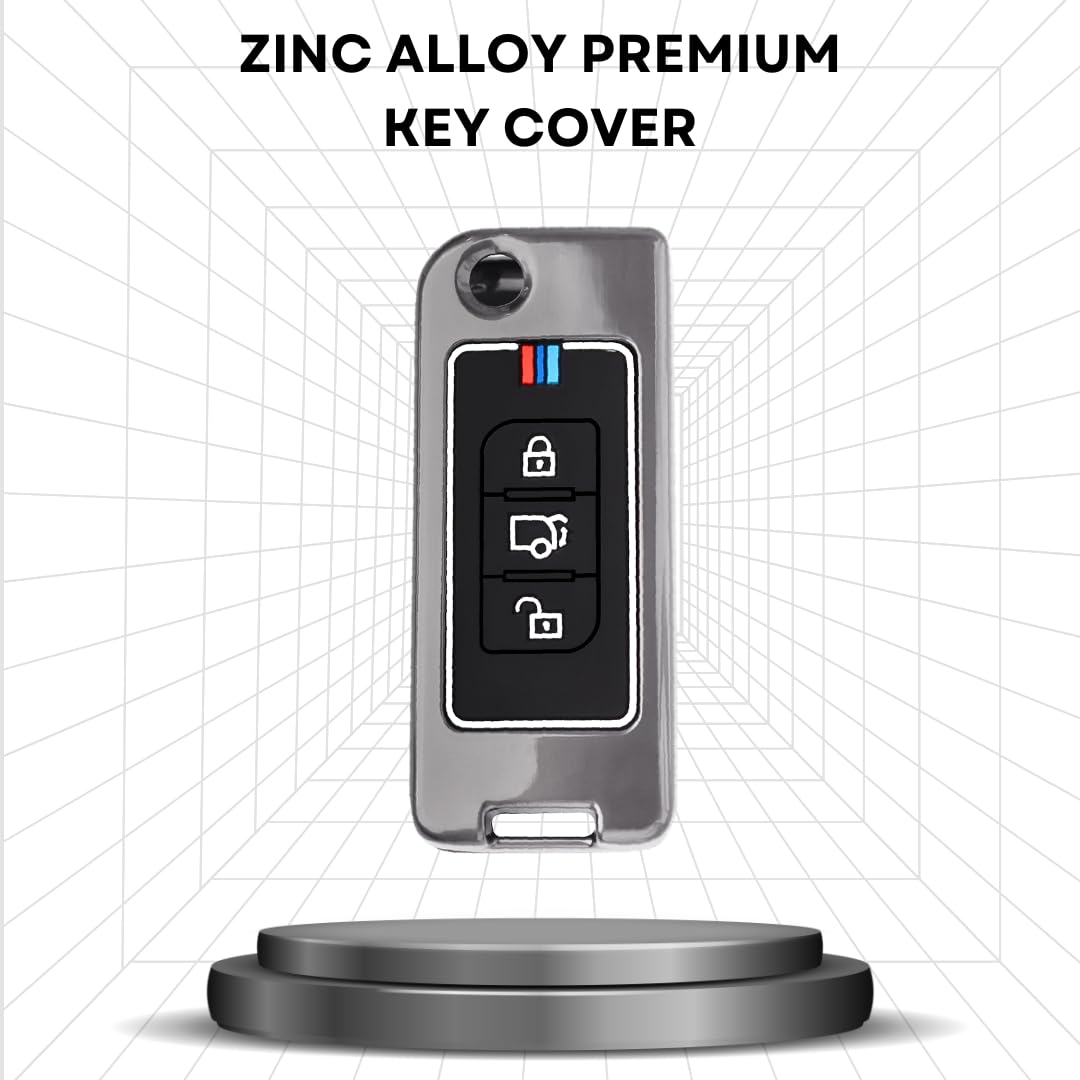 Premium Metal Alloy Car Key Cover | Compatible with Maruti Suzuki Mahindra 3 Button