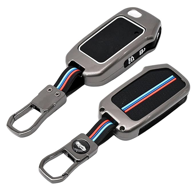 Premium Metal Silicon Car Key Cover Compatible With Kia Kia Seltos HTE, Sonet HTE, Carens Premium, Prestige 3 Button Flip Key