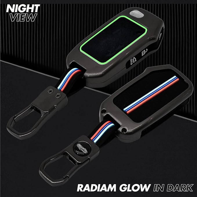 Premium Metal Silicon Car Key Cover Compatible With Kia Kia Seltos HTE, Sonet HTE, Carens Premium, Prestige 3 Button Flip Key