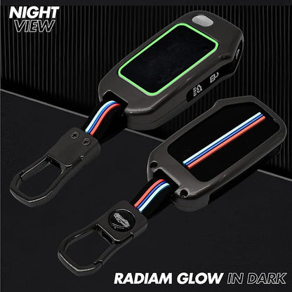 Premium Metal Silicon Car Key Cover Compatible With Kia Kia Seltos HTE, Sonet HTE, Carens Premium, Prestige 3 Button Flip Key