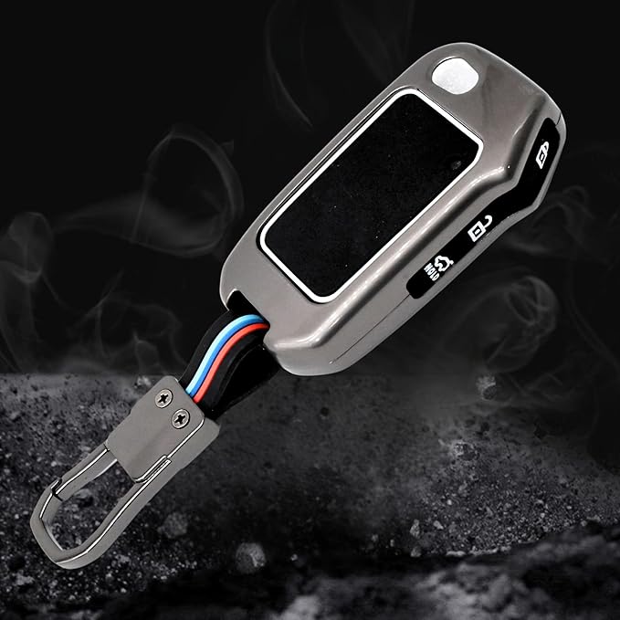 Premium Metal Silicon Car Key Cover Compatible With Kia Kia Seltos HTE, Sonet HTE, Carens Premium, Prestige 3 Button Flip Key