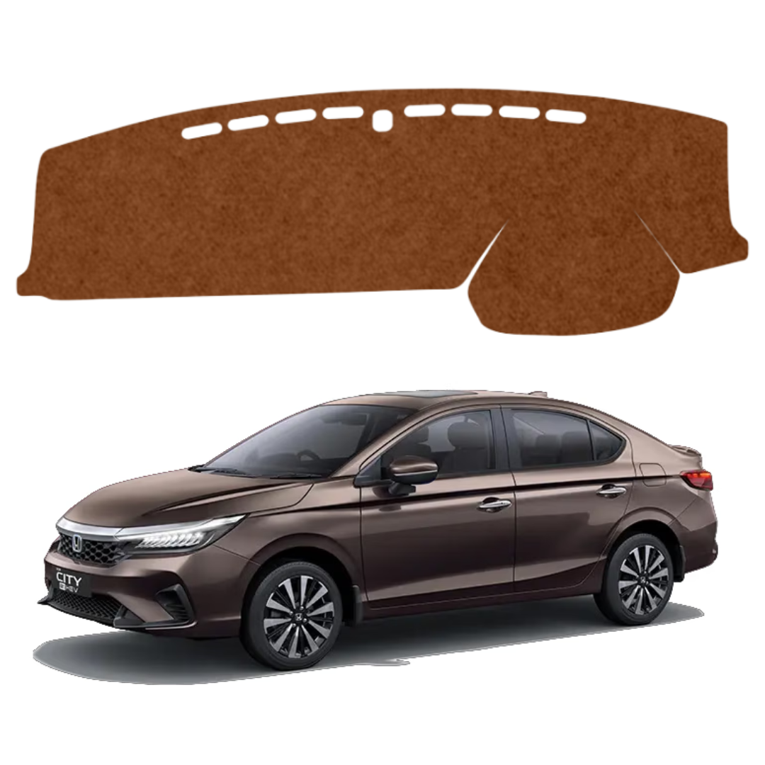 ZEETAS Honda City Hybrid EV 2022 TO 2026 Car Dashboard Cover Brown Color Custom Fit Anti-Slip UV Protection Dashboard Mat