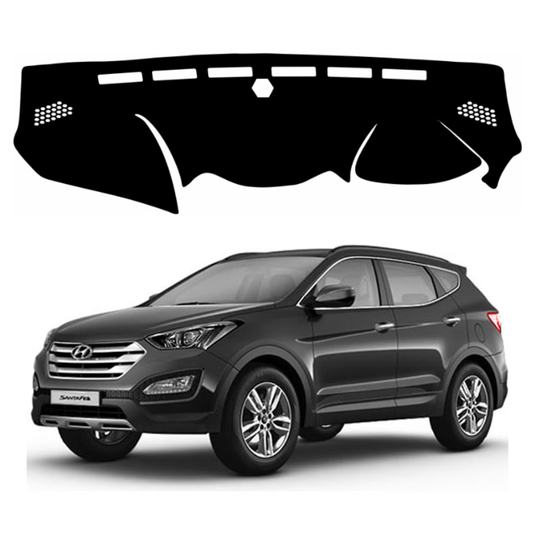 ZEETAS Hyundai Santa Fe 2013 To 2018 Car Dashboard Cover Black Color Custom Fit Anti-Slip UV Protection Dashboard Mat