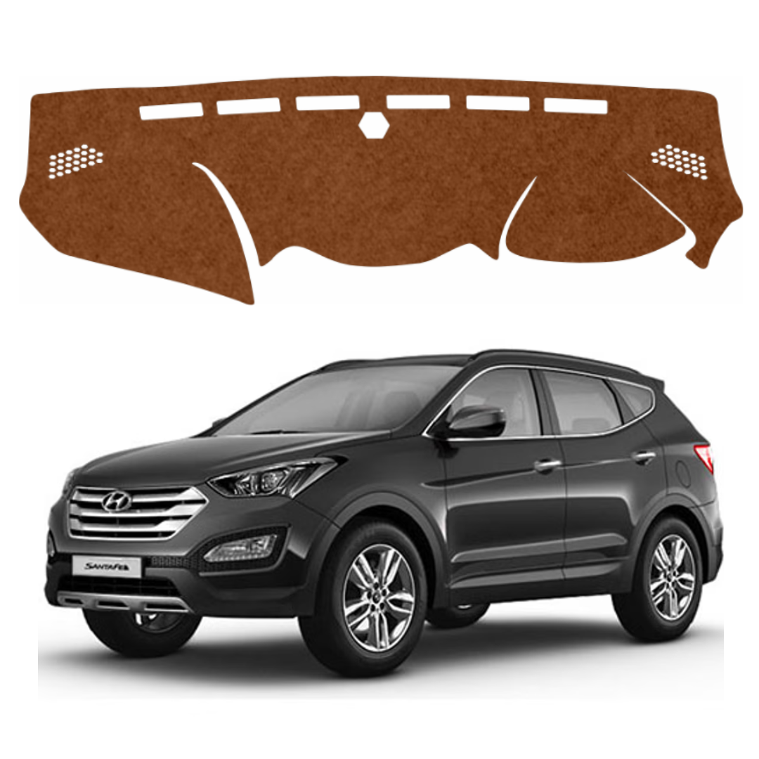 ZEETAS Hyundai Santa Fe 2013 To 2018 Car Dashboard Cover Brown Color Custom Fit Anti-Slip UV Protection Dashboard Mat