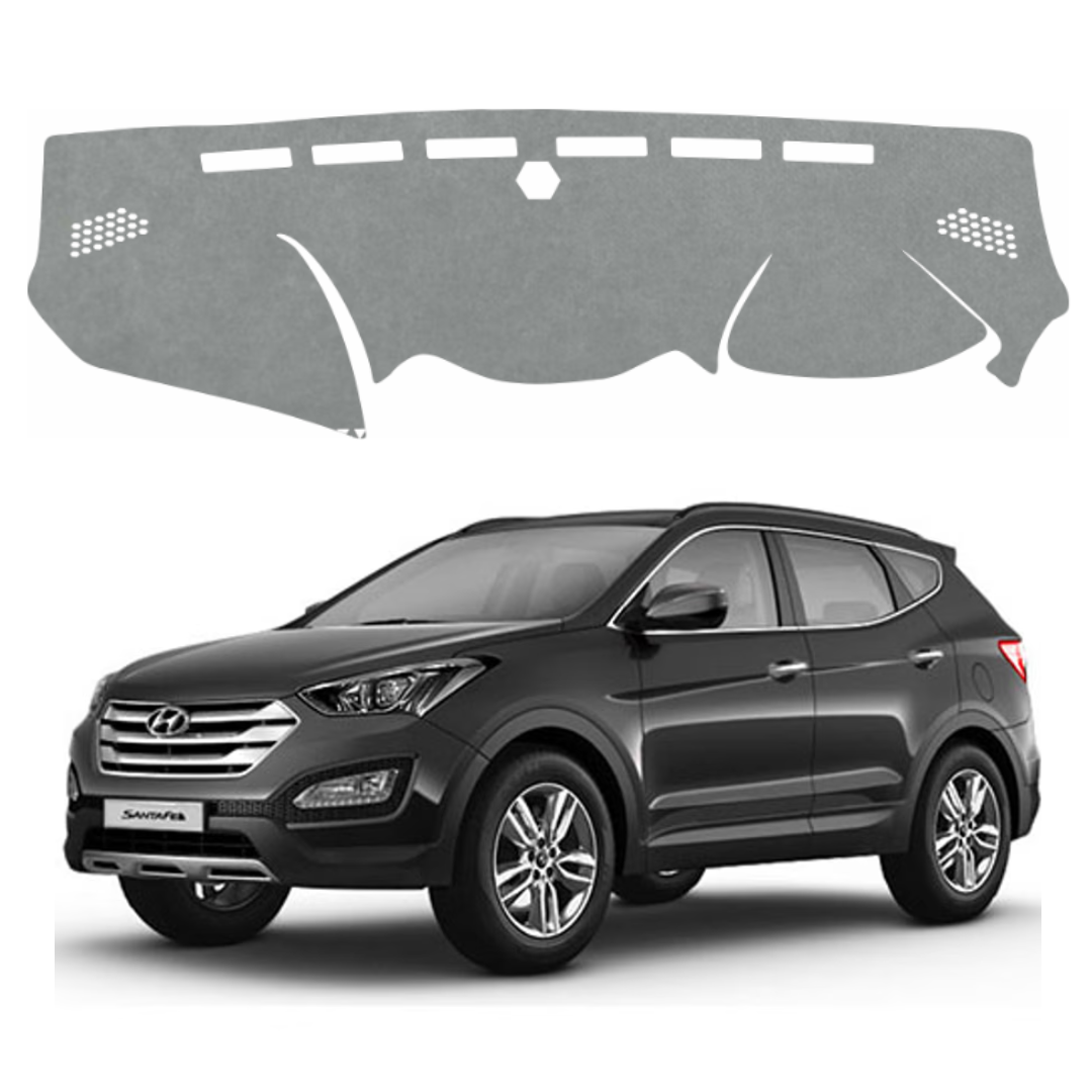 ZEETAS Hyundai Santa Fe 2013 To 2018 Car Dashboard Cover Grey Color Custom Fit Anti-Slip UV Protection Dashboard Mat