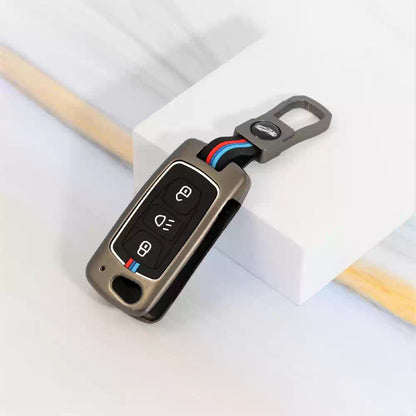 Premium Metal Key Cover Compatible with Tata Tiago | Nexon | Altroz | Safari | Storme | Zest | Bolt | Tigor | Punch | Hexa 3 Button Flip Key