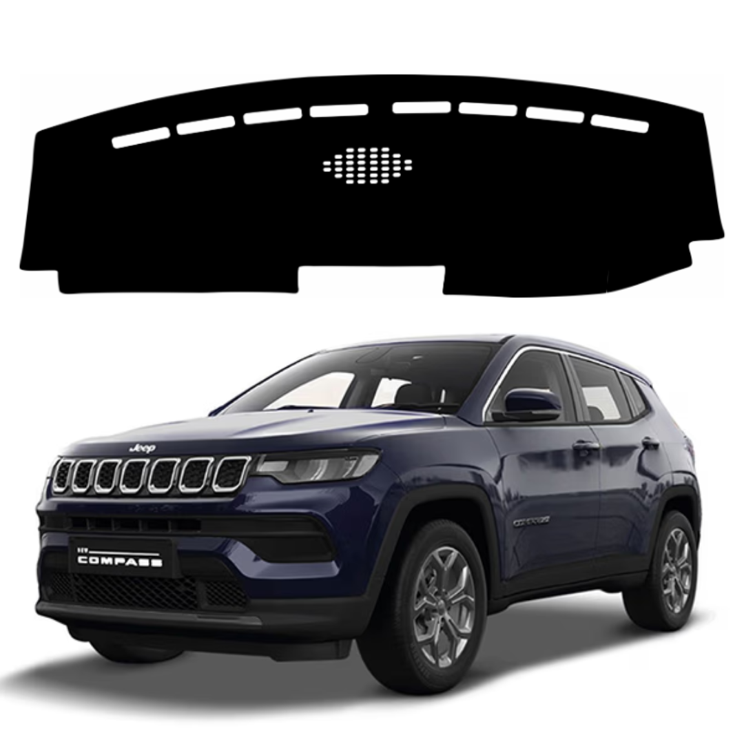ZEETAS Jeep Compas 2021 To 2026 Car Dashboard Cover Black Color Custom Fit Anti-Slip UV Protection Dashboard Mat