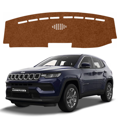 ZEETAS Jeep Compas 2021 To 2026 Car Dashboard Cover Brown Color Custom Fit Anti-Slip UV Protection Dashboard Mat