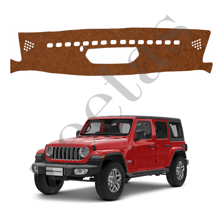 ZEETAS Jeep Wrangler 2017 To 2026 Car Dashboard Cover Brown Color Custom Fit Anti-Slip UV Protection Dashboard Mat