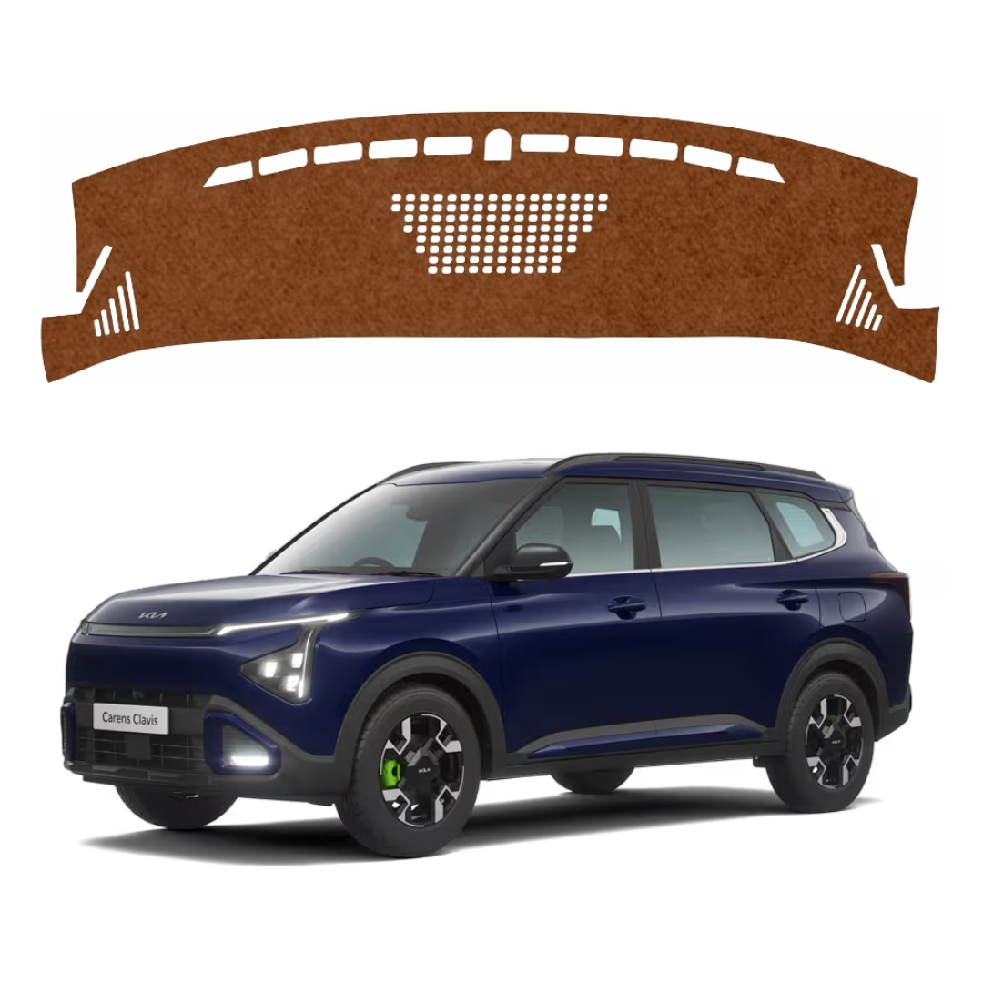 ZEETAS Kia Carens Clavis 2025-2026 Car Dashboard Cover Brown Color Custom Fit Anti-Slip UV Protection Dashboard Mat