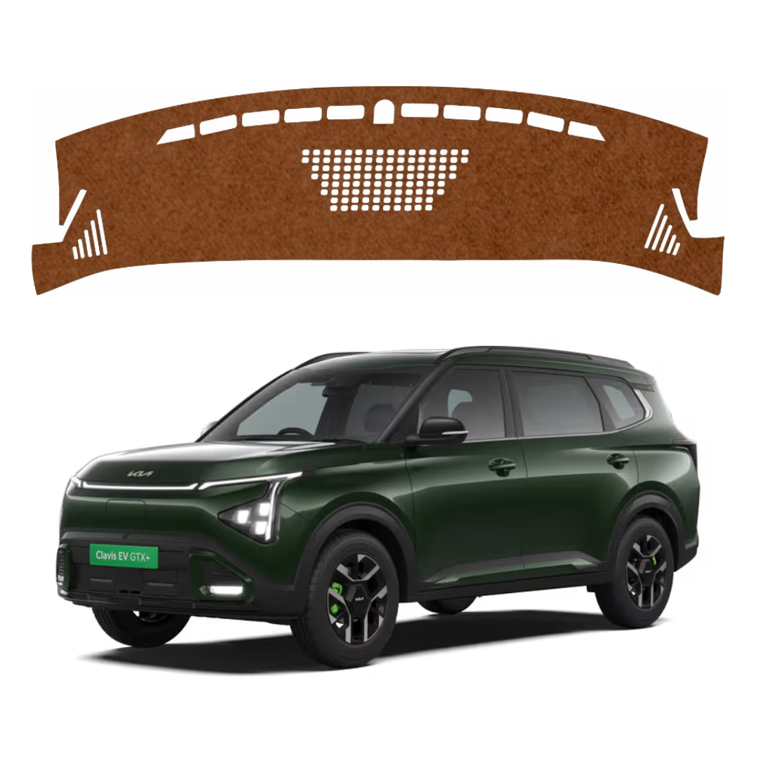 ZEETAS Kia Carens Clavis EV 2025-2026 Car Dashboard Cover Brown Color Custom Fit Anti-Slip UV Protection Dashboard Mat