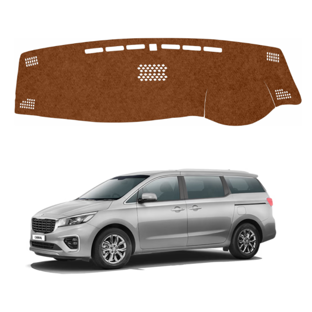 ZEETAS Kia Carnival 2020 To 2023 Car Dashboard Cover Brown Color Custom Fit Anti-Slip UV Protection Dashboard Mat