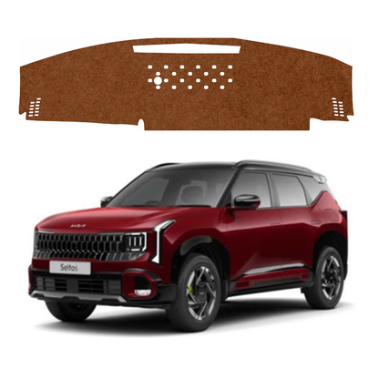 ZEETAS Kia Seltos 2025-2026 Car Dashboard Cover Brown Color Custom Fit Anti-Slip UV Protection Dashboard Mat