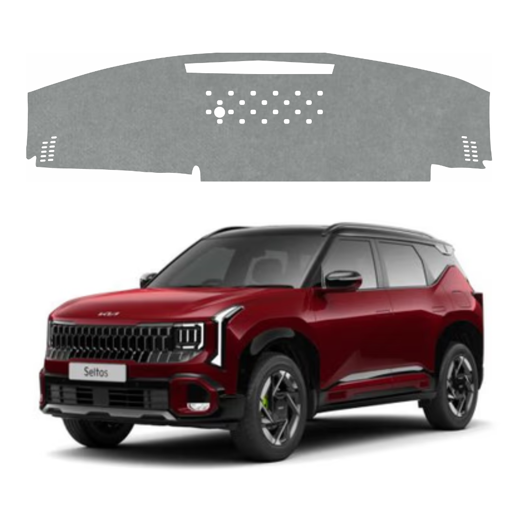 ZEETAS Kia Seltos 2025-2026 Car Dashboard Cover Grey Color Custom Fit Anti-Slip UV Protection Dashboard Mat