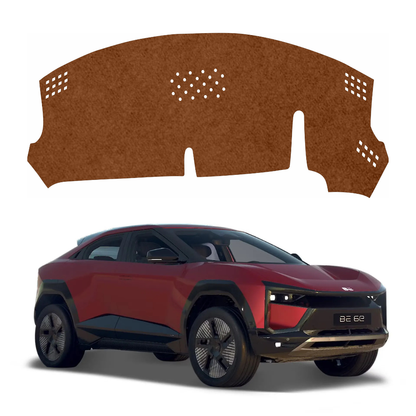 ZEETAS Mahindra BE6 2025-2026 HUD Car Dashboard Cover Brown Color Custom Fit Anti-Slip UV Protection Dashboard Mat