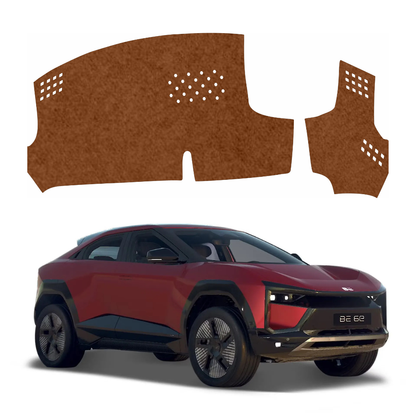 ZEETAS Mahindra BE6 HUD 2025-2026 HUD Car Dashboard Cover Brown Color Custom Fit Anti-Slip UV Protection Dashboard Mat