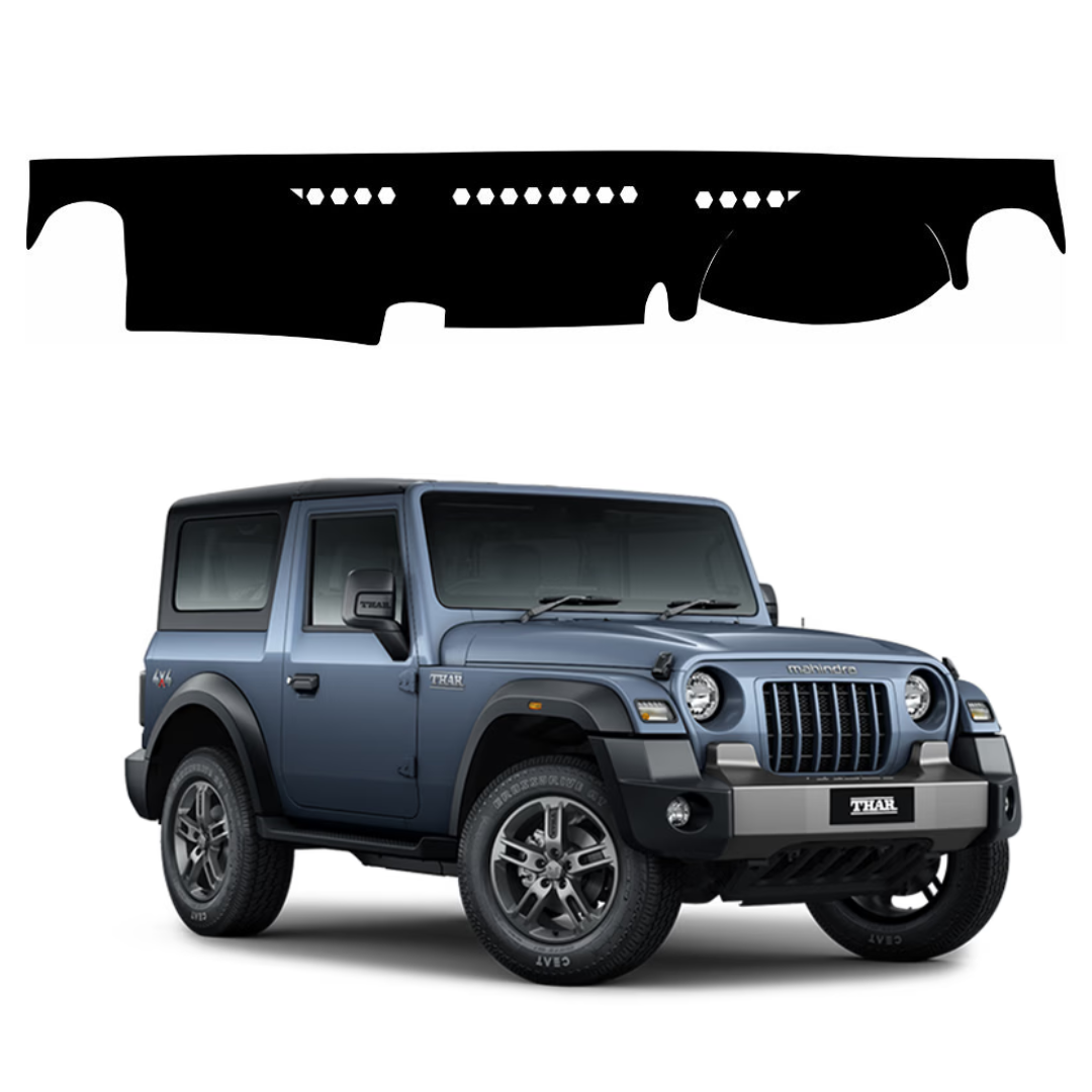 ZEETAS Mahindra Thar 2020 To 2026 Car Dashboard Cover Black Color Custom Fit Anti-Slip UV Protection Dashboard Mat