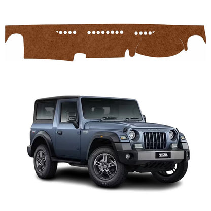 ZEETAS Mahindra Thar 2020 To 2026 Car Dashboard Cover Brown Color Custom Fit Anti-Slip UV Protection Dashboard Mat