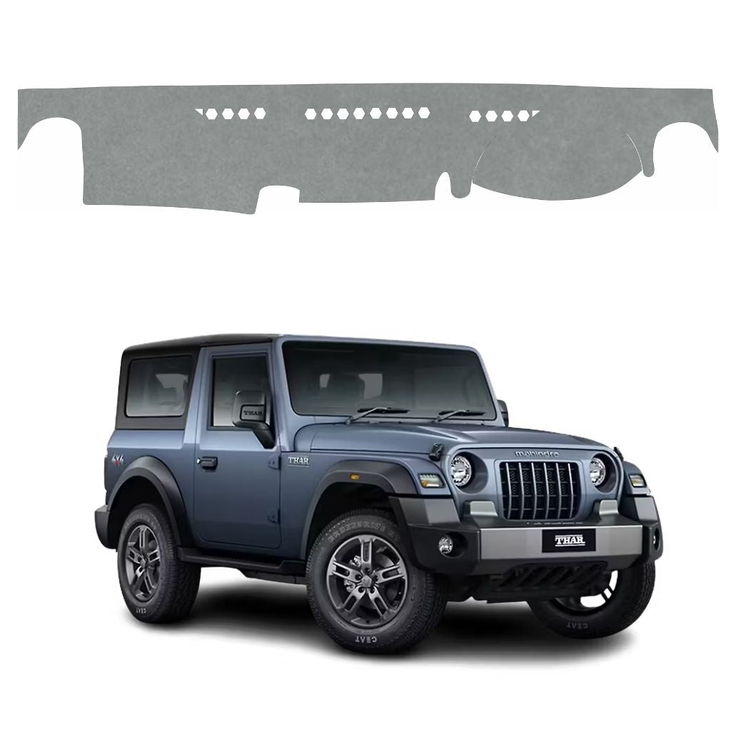 ZEETAS Mahindra Thar 2020 To 2026 Car Dashboard Cover Grey Color Custom Fit Anti-Slip UV Protection Dashboard Mat