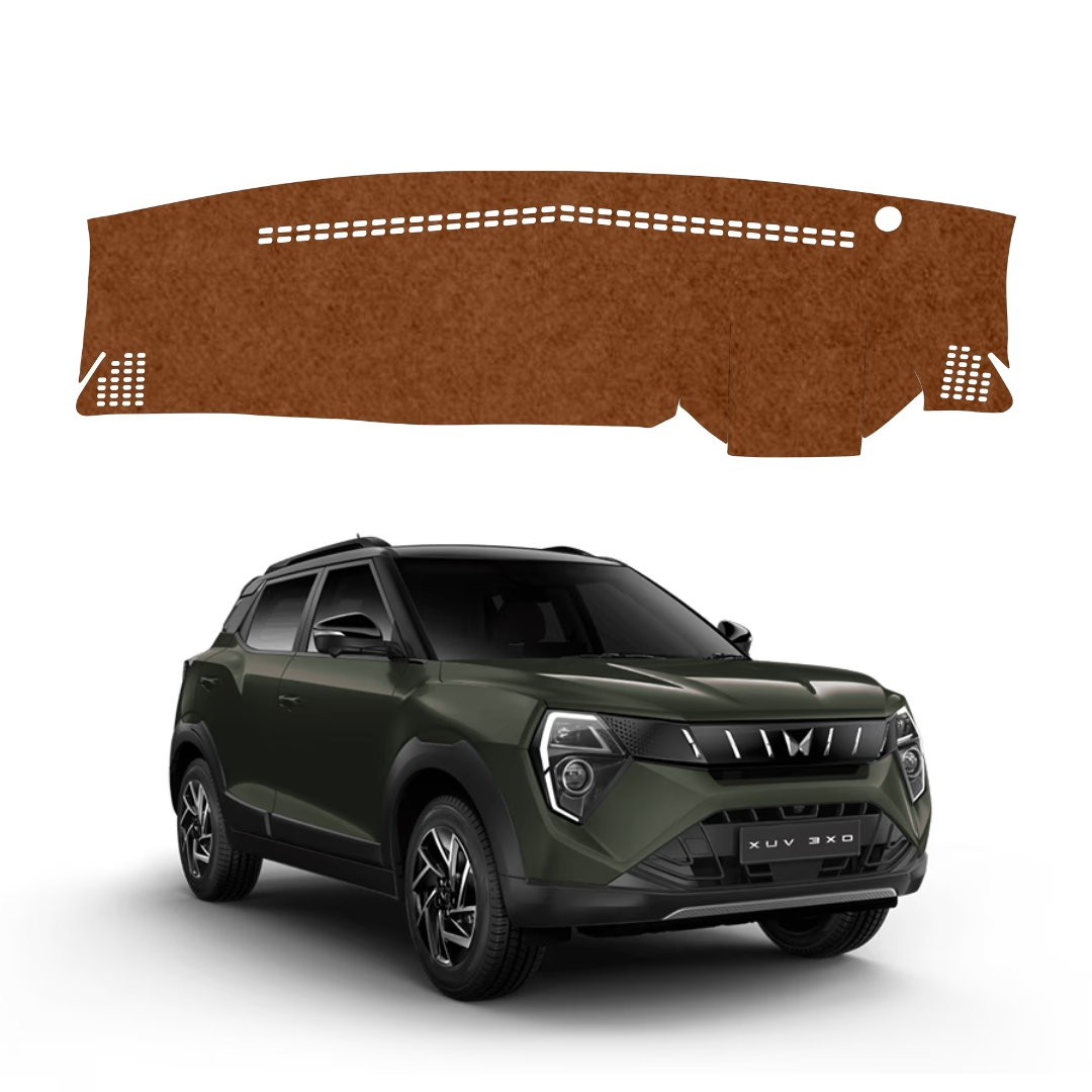 ZEETAS Mahindra XUV 3XO 2025 To 2026 Car Dashboard Cover Brown Color Custom Fit Anti-Slip UV Protection Dashboard Mat