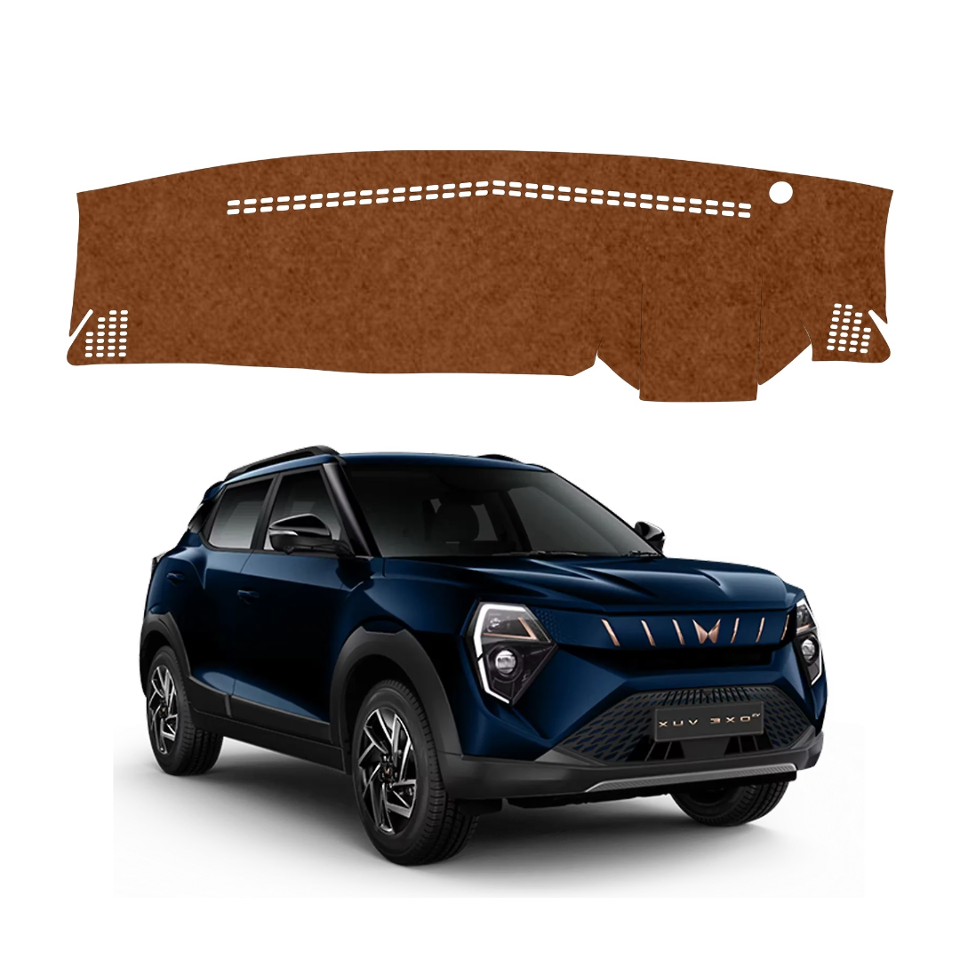 ZEETAS Mahindra XUV 3XO EV 2024-2025 Car Dashboard Cover Brown Color Custom Fit Anti-Slip UV Protection Dashboard Mat