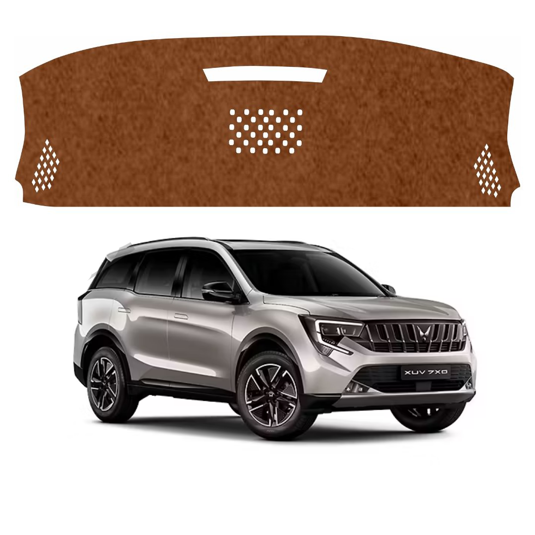 ZEETAS Mahindra XUV 7XO 2025 TO 2026 Car Dashboard Cover Brown Color Custom Fit Anti-Slip UV Protection Dashboard Mat