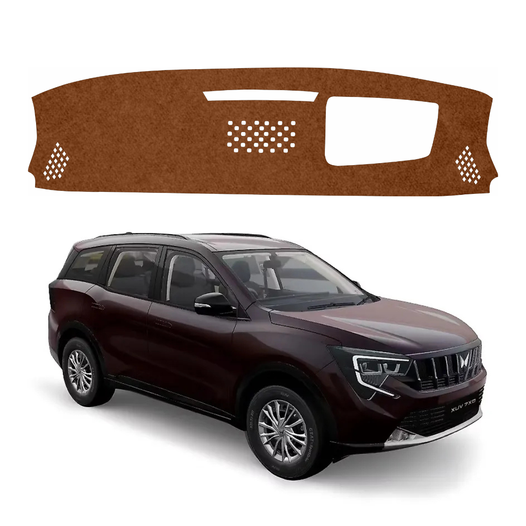 ZEETAS Mahindra XUV 7XO HUD 2025-2026 HUD Car Dashboard Cover Brown Color Custom Fit Anti-Slip UV Protection Dashboard Mat