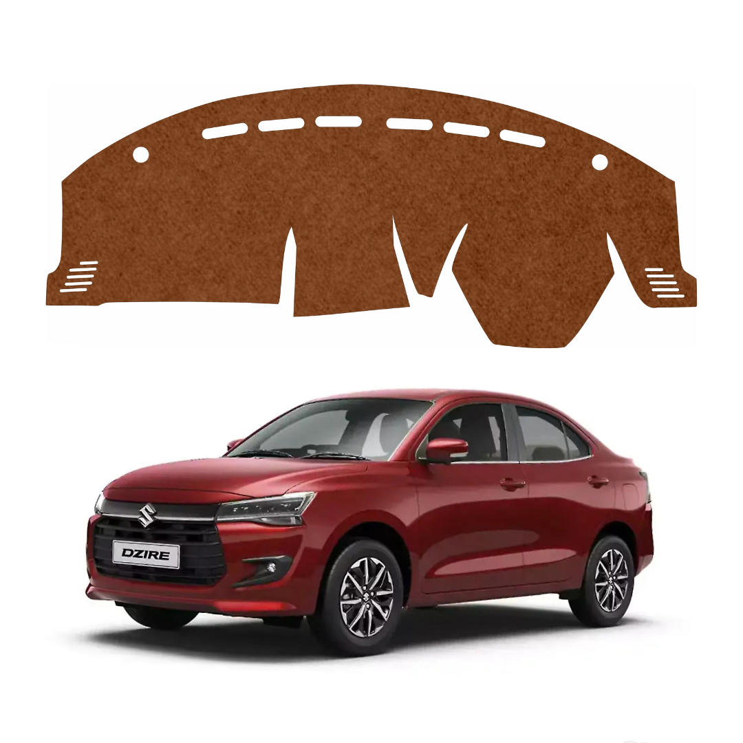 ZEETAS Maruti Suzuki Dzire 2025-2026 Car Dashboard Cover Brown Color Custom Fit Anti-Slip UV Protection Dashboard Mat