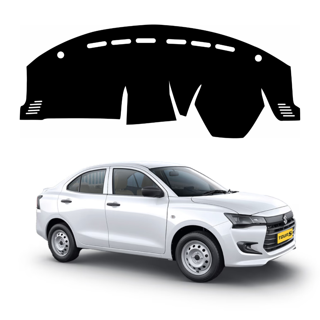 ZEETAS Maruti Suzuki Dzire Tour S 2025-2026 Car Dashboard Cover Black Color Custom Fit Anti-Slip UV Protection Dashboard Mat
