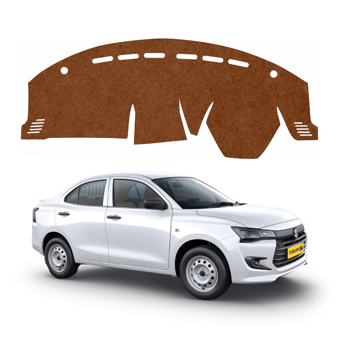 ZEETAS Maruti Suzuki Dzire Tour S 2025-2026 Car Dashboard Cover Brown Color Custom Fit Anti-Slip UV Protection Dashboard Mat