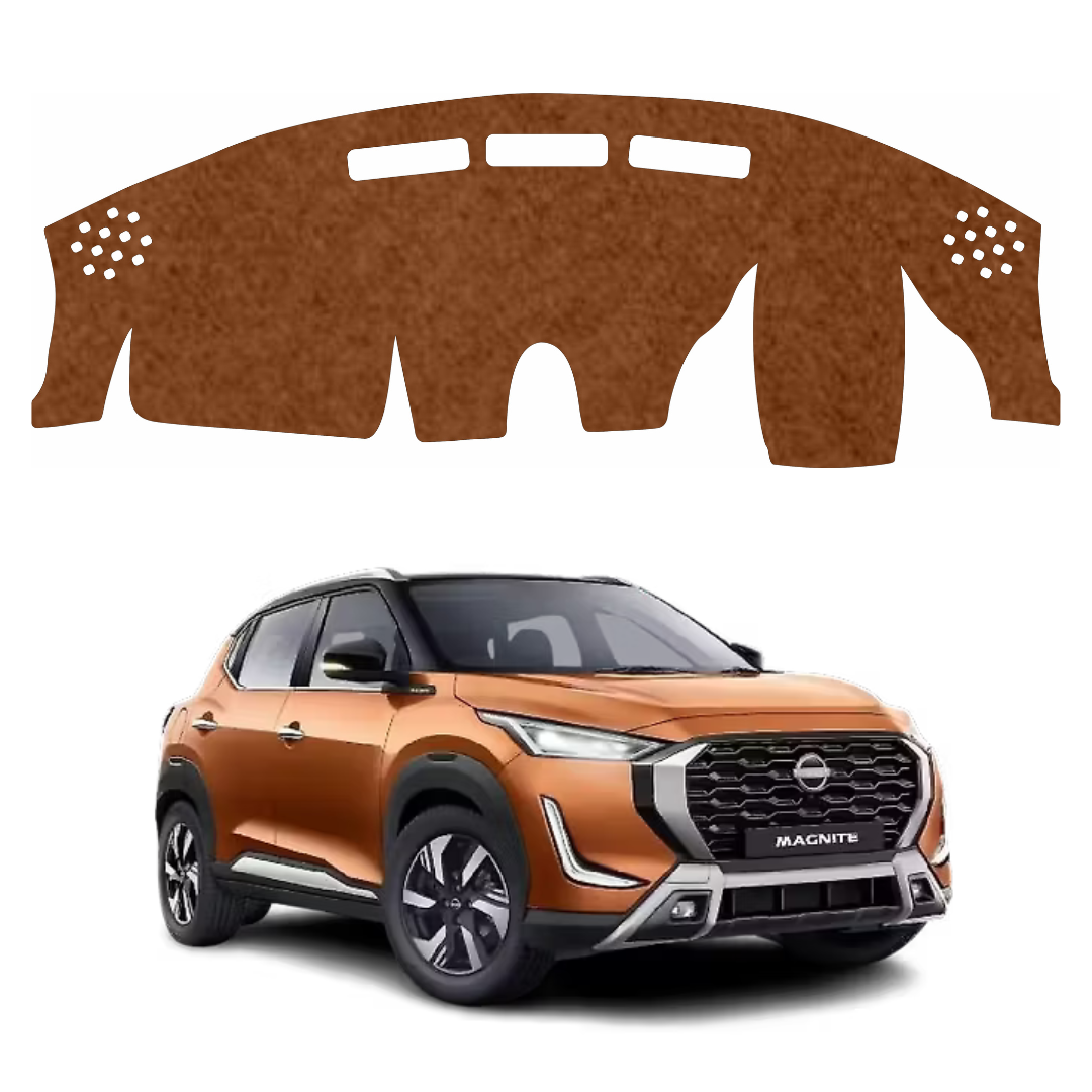 ZEETAS Nissan Magnite Facelift 2024-2026 Car Dashboard Cover Brown Color Custom Fit Anti-Slip UV Protection Dashboard Mat