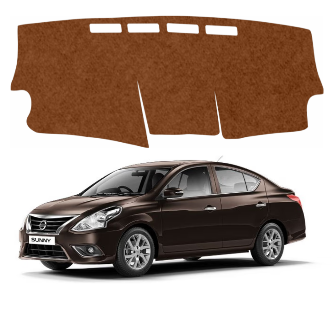 ZEETAS Nissan Sunny 2011 To 2020 Car Dashboard Cover Brown Color Custom Fit Anti-Slip UV Protection Dashboard Mat