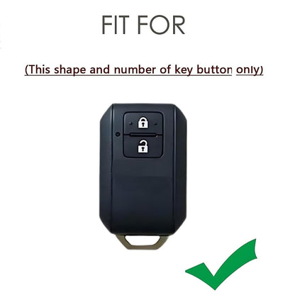 Premium Metal Key Cover for Suzuki Swift, Dzire, Ertiga, Grand Vitara, Celerio, Brezza, Fronx, Jimny, Ignis, Urban Cruiser, Rumion, Hyryder, E-Vitara 2 Button Smart Key with Keychain