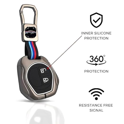 Premium Metal Key Cover for Suzuk Swift, Ertiga, WagonR, Celerio, Dzire, Alto, Fronx, Brezza, SPresso, Ignis