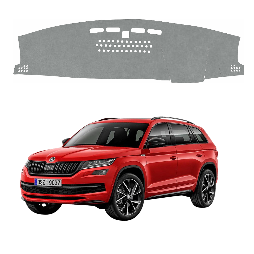 ZEETAS Skoda Kodiaq 2018-2025  Car Dashboard Cover Grey Color Custom Fit Anti-Slip UV Protection Dashboard Mat